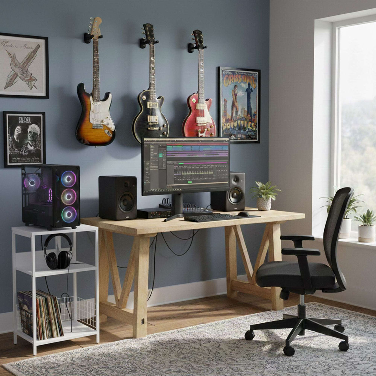3-Tier Vinyl Record Player Stand with Dividers