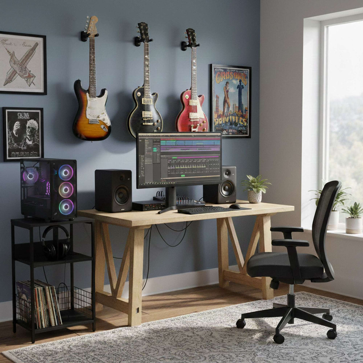 3-Tier Vinyl Record Player Stand with Dividers