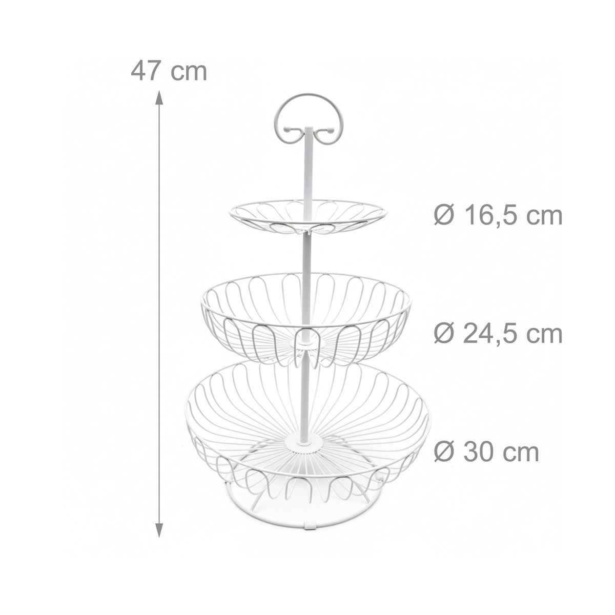 3-Tier Wire Fruit Bowl Stand – Round, Air-Circulating Design