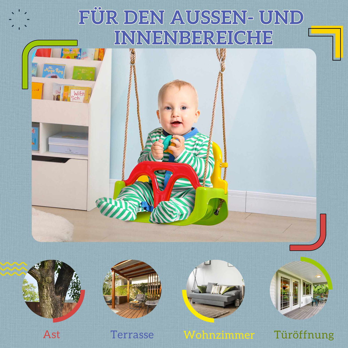 3-in-1 Adjustable Baby Swing Seat, Indoor/Outdoor Use