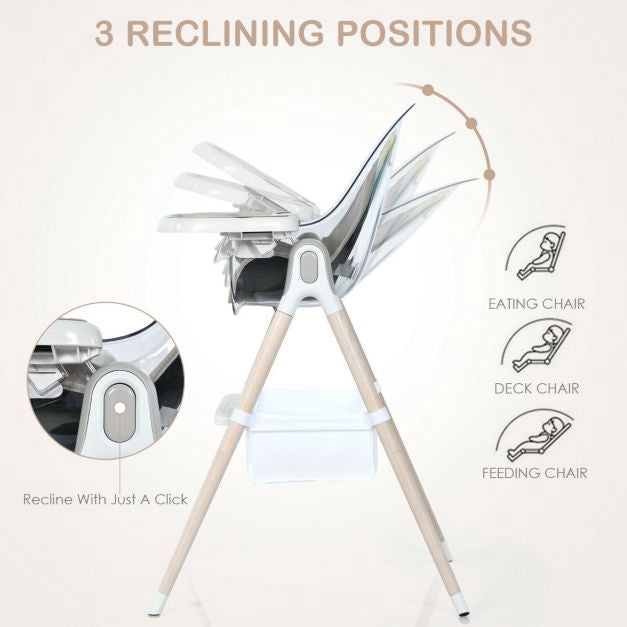3-in-1 Convertible Baby High Chair, Height Adjust, Grey