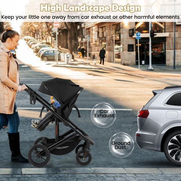 3-in-1 Convertible Baby Stroller with Detachable Bassinet