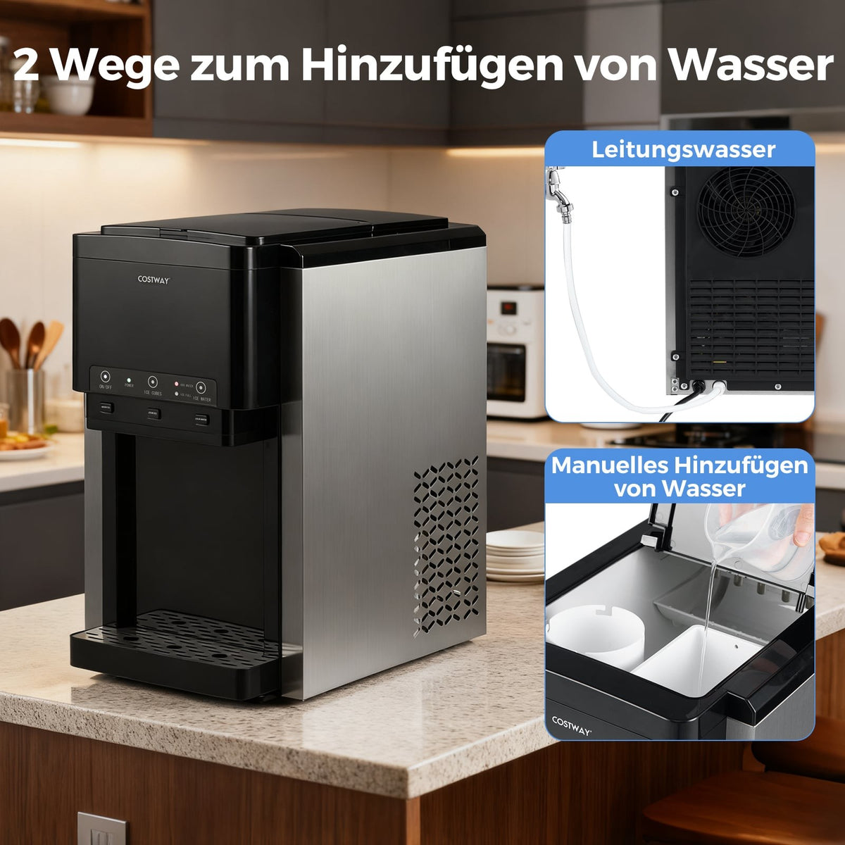 3-in-1 Ice Maker & Water Dispenser, Bullet & Crushed Ice