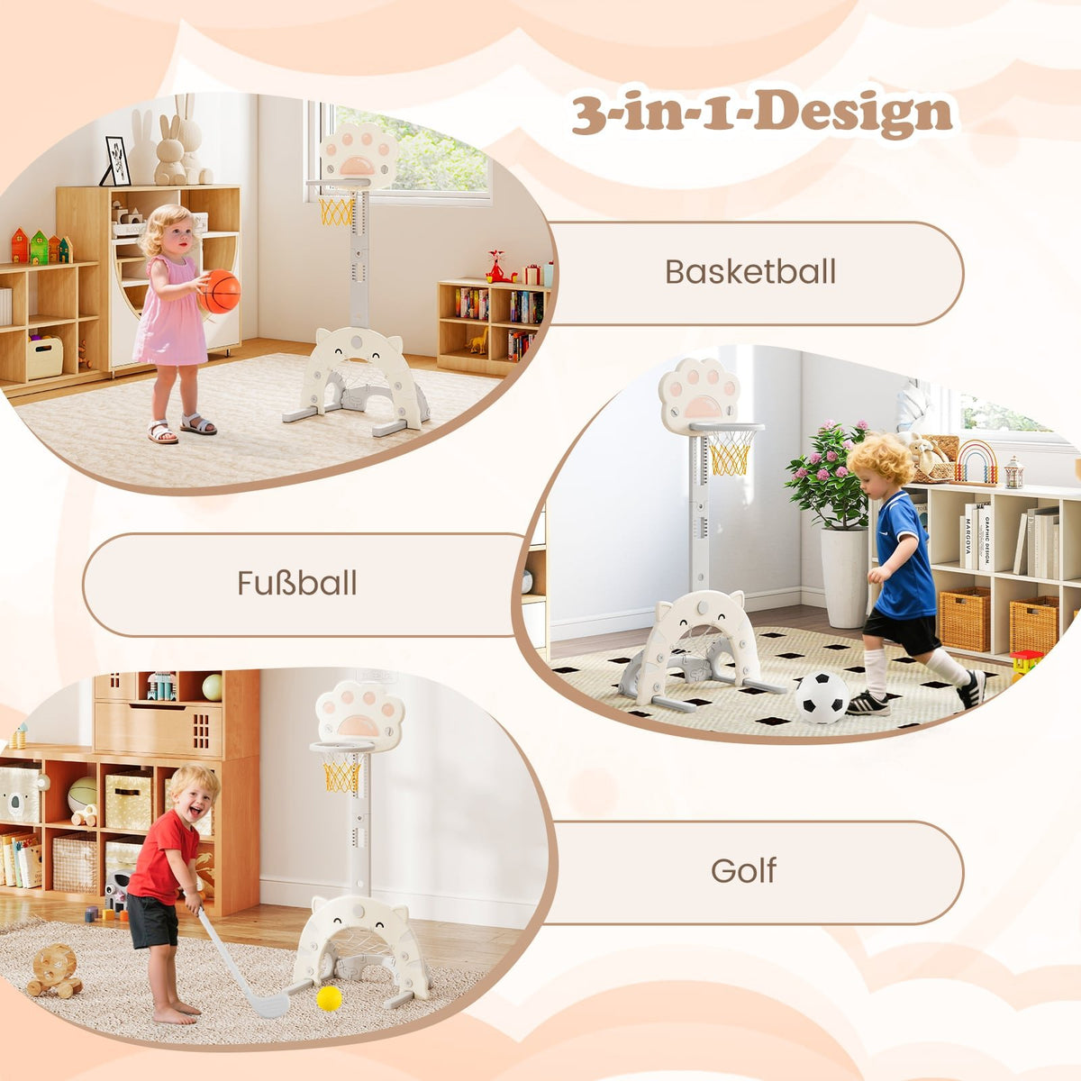3-in-1 Kids Sports Center: Basketball, Soccer, Golf