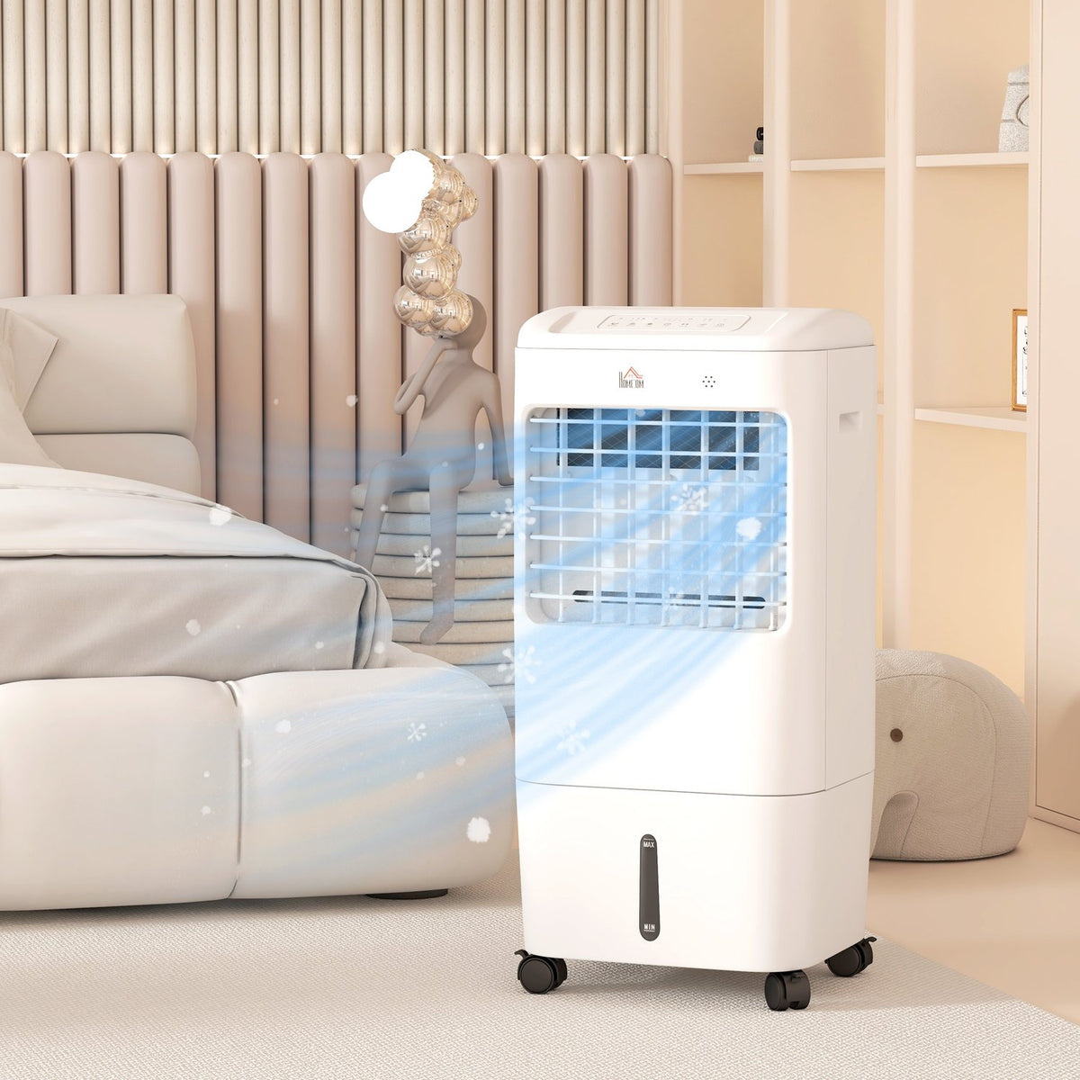 3 in 1 Mobile Air Conditioner with Air Humidification Water Cooling 15L 60° Oscillating Air Conditioner Air Cooler with 7.5h Timer, Remote Control, LED Display, for 20? White 37 x 32 x 78 cm