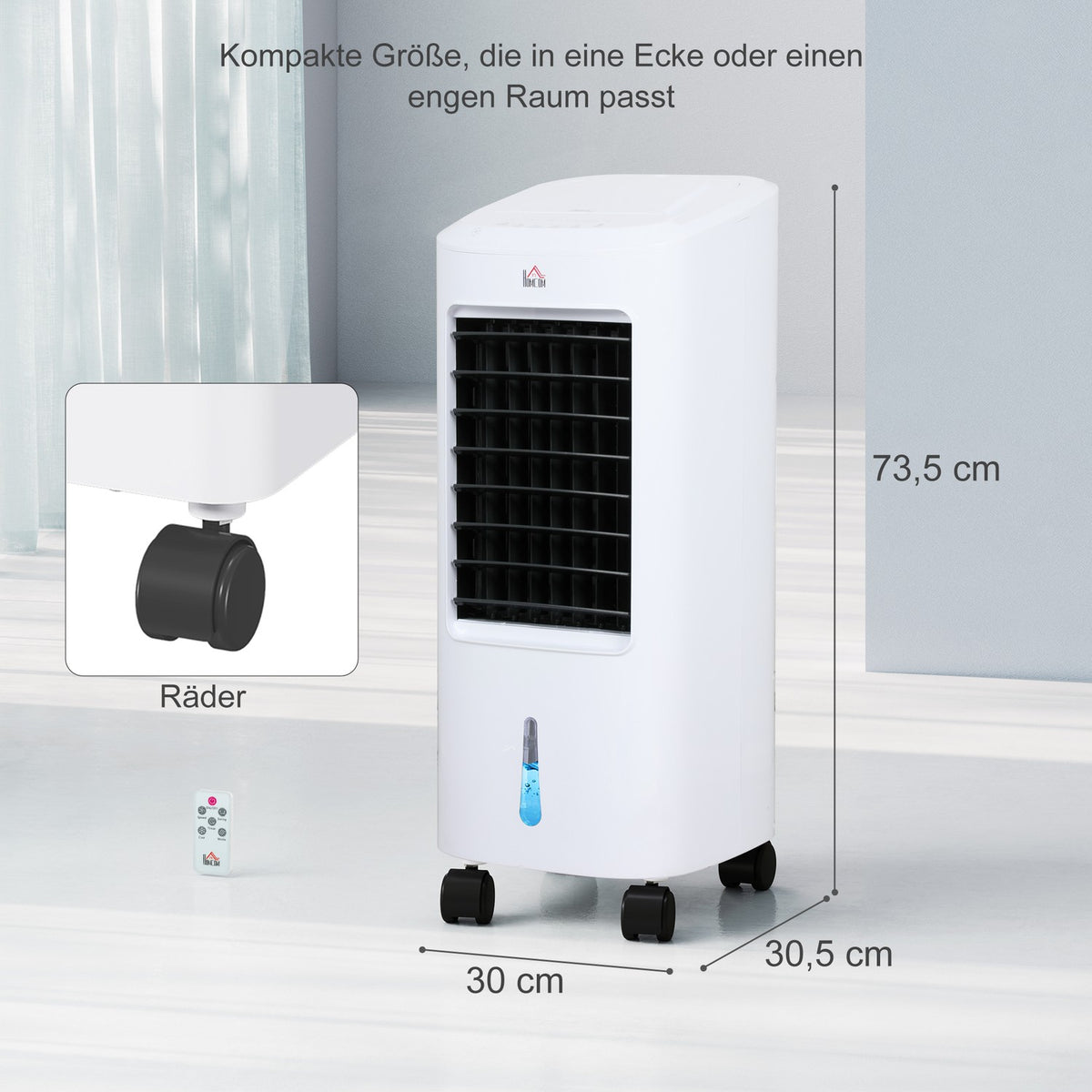 3 in 1 Mobile Air Conditioner with Humidification Water Cooling, Auto Oscillating 7L Air Conditioner with 7.5h Timer, 3 Speeds 65W Air Cooler with Remote Control, for 20㎡ White |