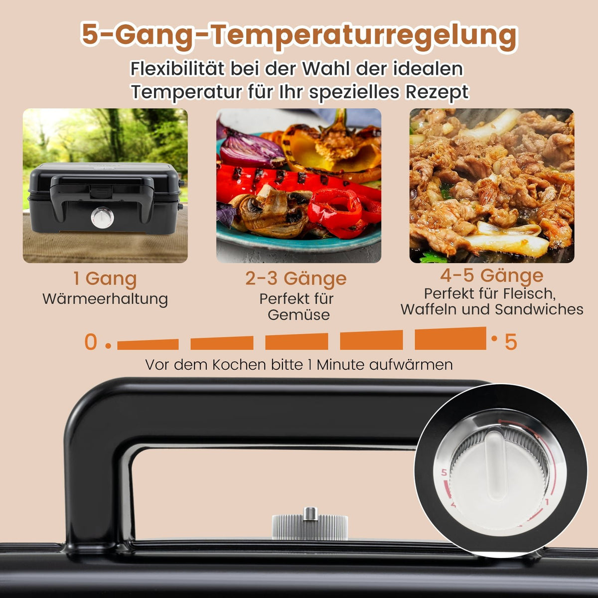 3-in-1 Sandwich Maker, Waffle & Panini Press, Non-Stick Plates