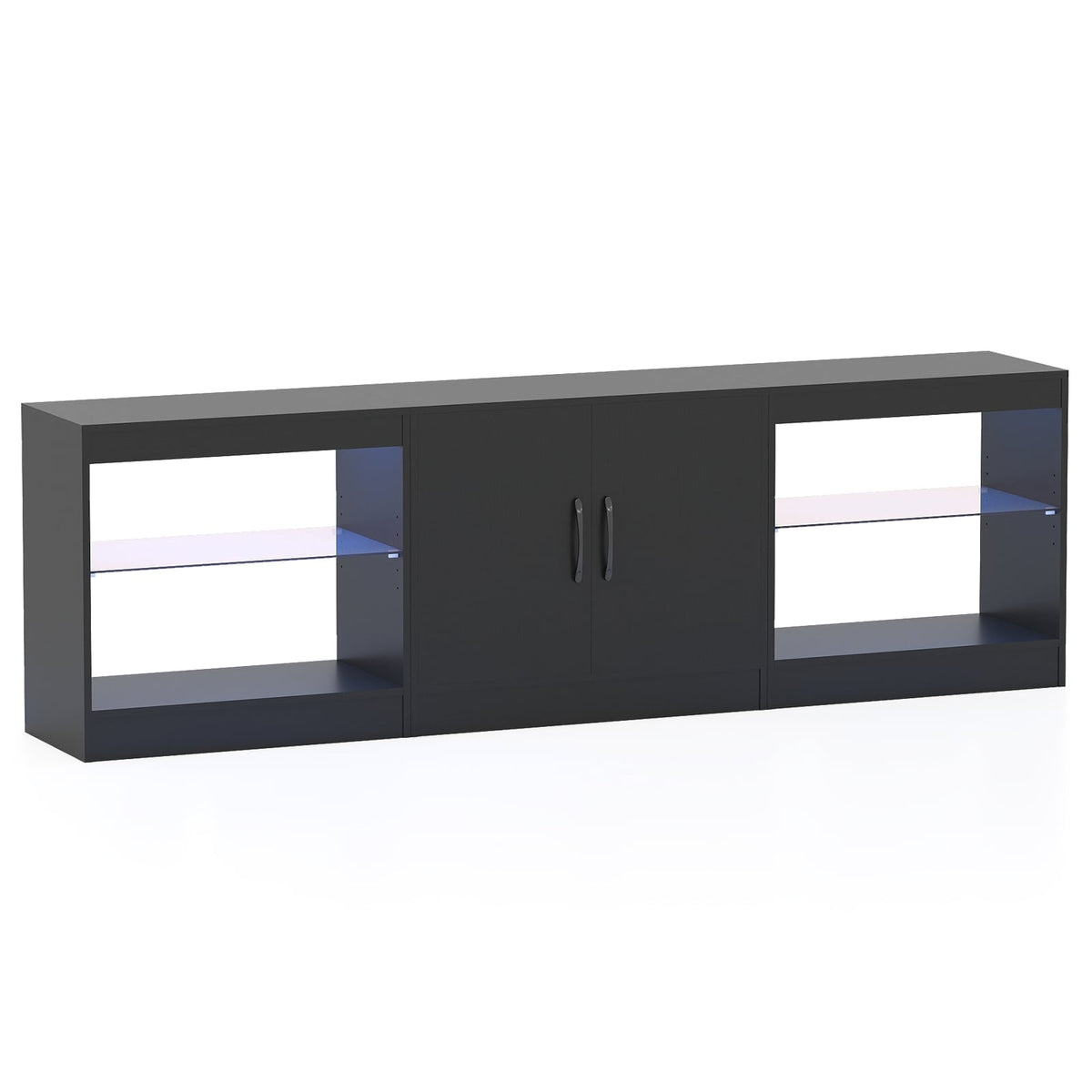 3-in-1 TV Stand with LED Lights for 85" TVs, Black