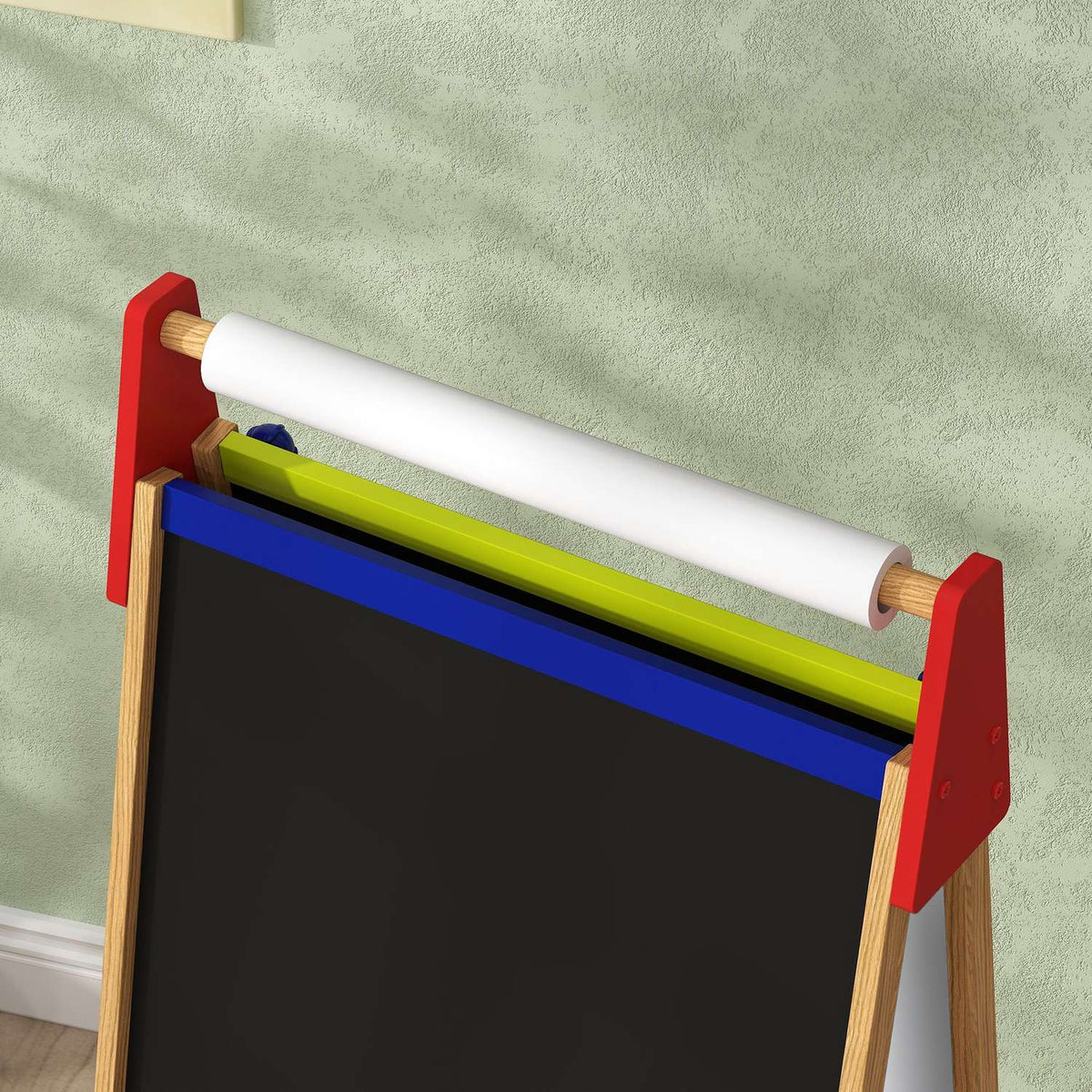 3-in-1 children's board height adjustable, double-sided children's easel with shelf, easel with paint cup, eraser, drawing paper, for children 3-8 years, natural wood
