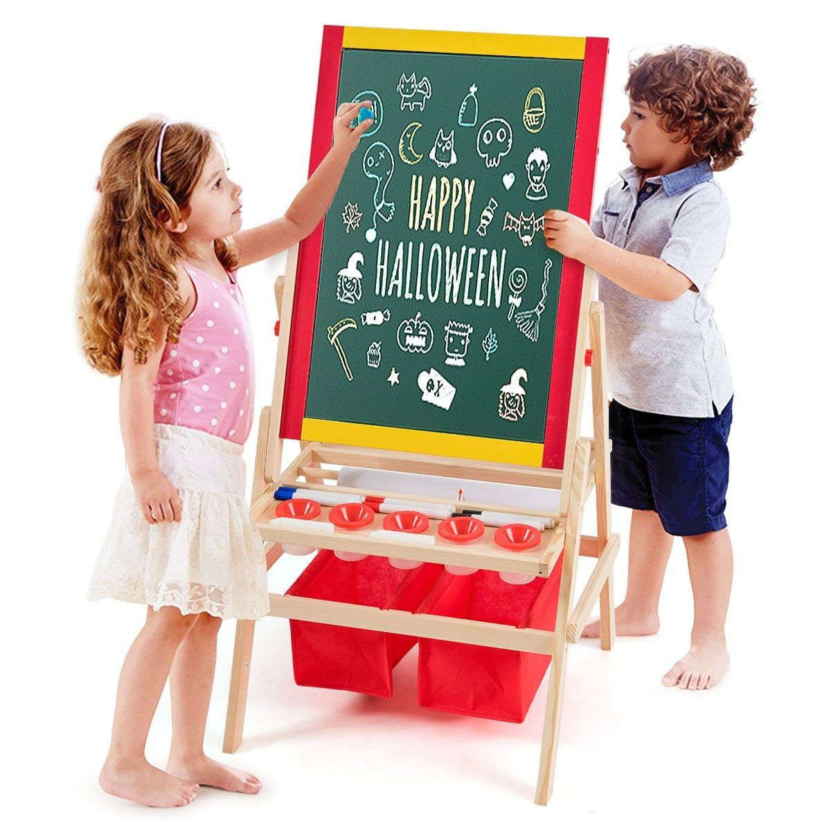 3 in 1 children's easel children's board double-sided whiteboard & chalkboard 52.5x51.5x106.5 cm