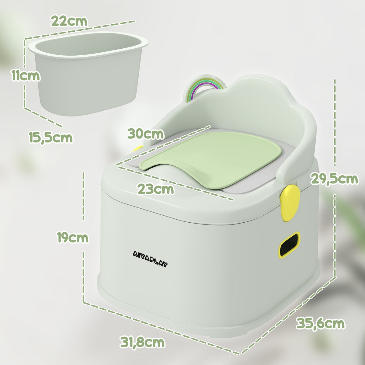 3-in-1 children's potty, removable children's potty, potty with handles, for children 6-72 months, load capacity up to 50 kg, plastic, faux leather, gray