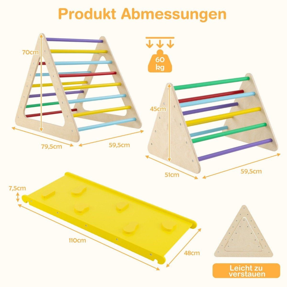 3 in 1 climbing toy set with climbing triangle & ladder & slide climbing frame colorful