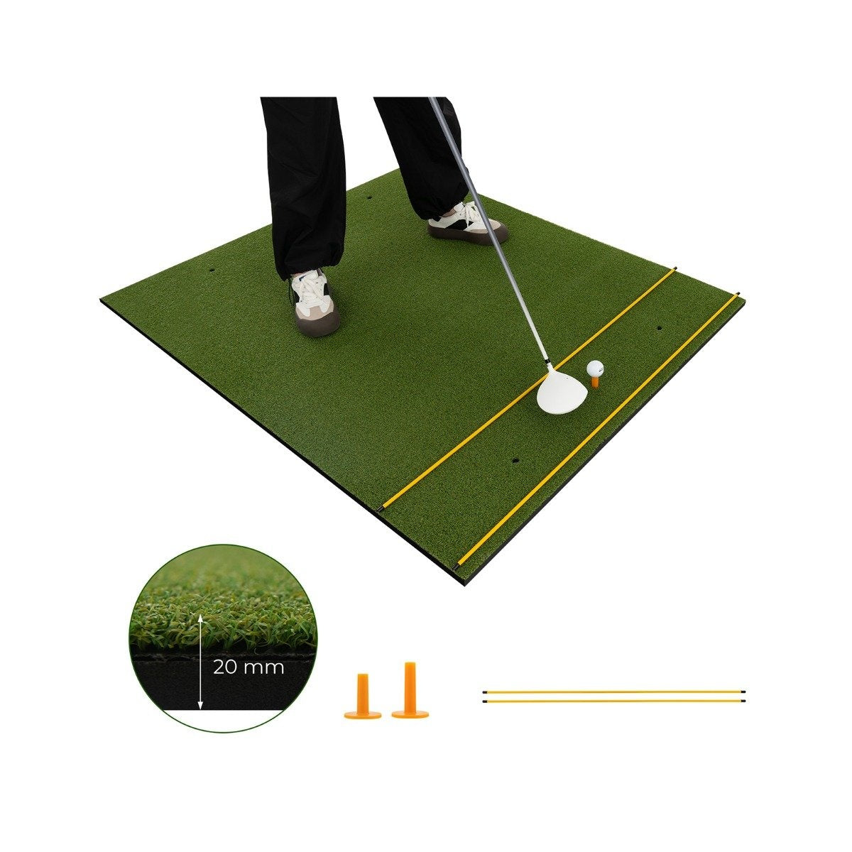 3-in-1 golf tee mat. High-quality hitting mat with artificial turf, 152 x 117 cm.