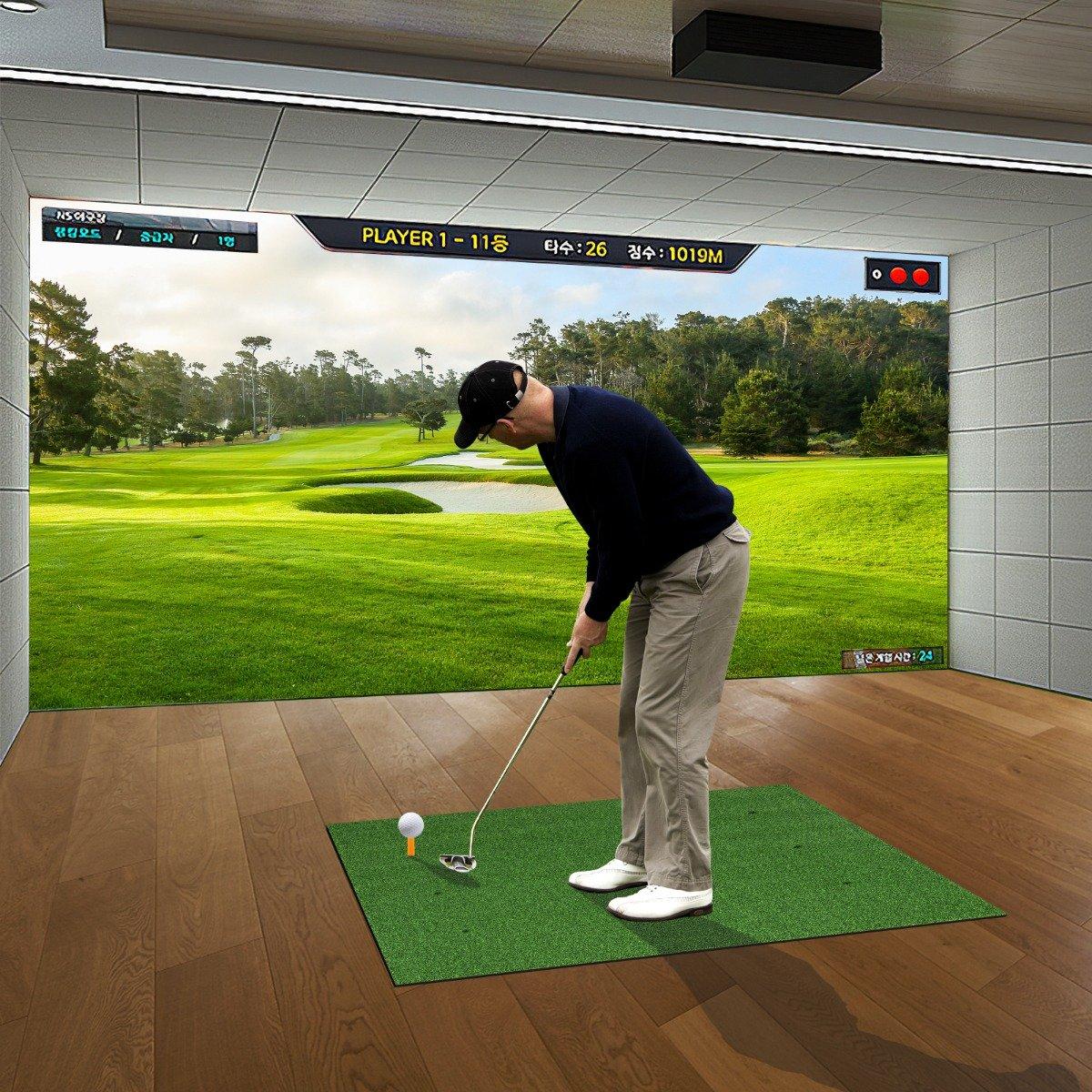 3-in-1 golf tee mat with artificial turf, 2 golf tees, 2 alignment stakes & 6 pre-drilled tee holes, 152 x 92 cm, 27 mm