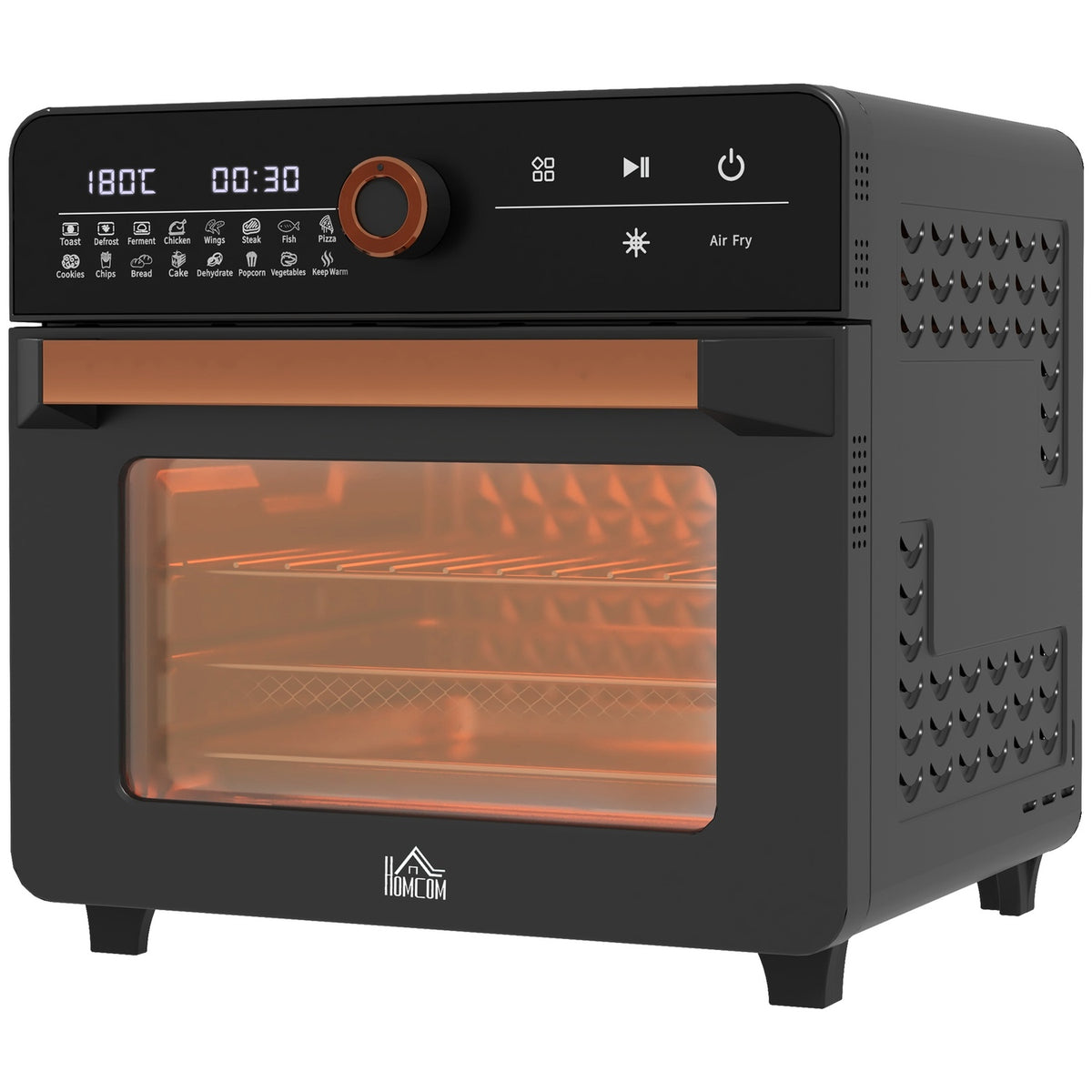 3 in 1 mini oven with circulating air, frying basket, timer, 40 °C-220 °C, 20L mini oven with grill rack, baking tray, crumb tray