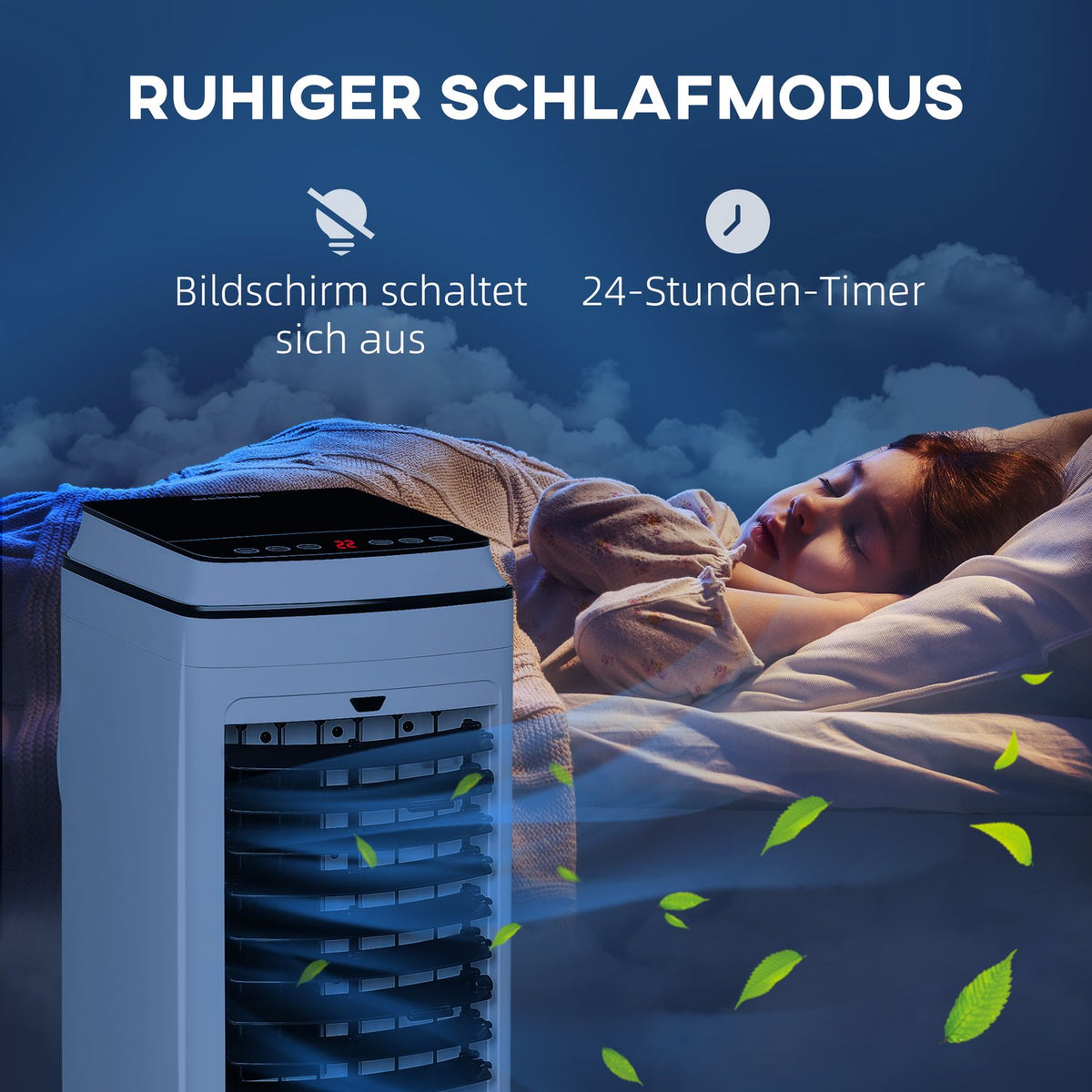 3 in 1 mobile air conditioning with air humidification water cooling 60° oscillating 4L air conditioner with 8h timer, sleep modes, 75W air cooler with remote control, for 20? White