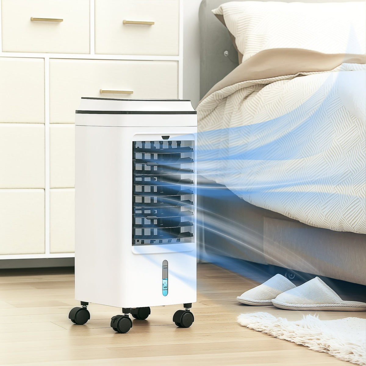 3 in 1 mobile air conditioning with air humidification water cooling 60° oscillating 4L air conditioner with 8h timer, sleep modes, 75W air cooler with remote control, for 20? White