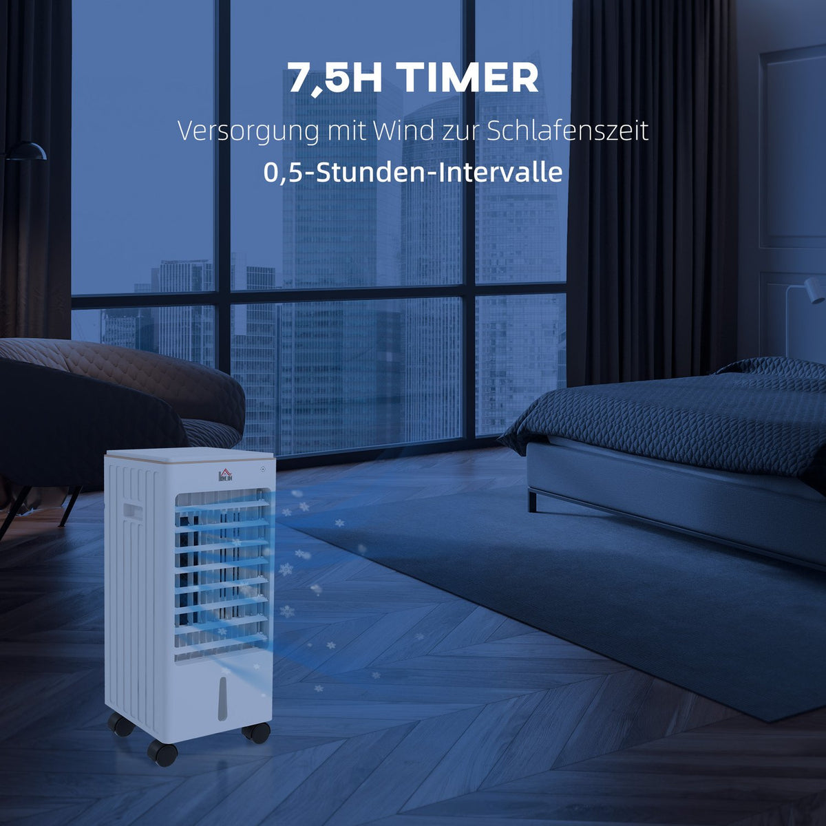 3 in 1 portable air conditioner, 65W for 15-20㎡, with 3 modes, timer function, wheels, carrying handle, ABS, 22.5W x 24.5D x 53.5Hcm, white