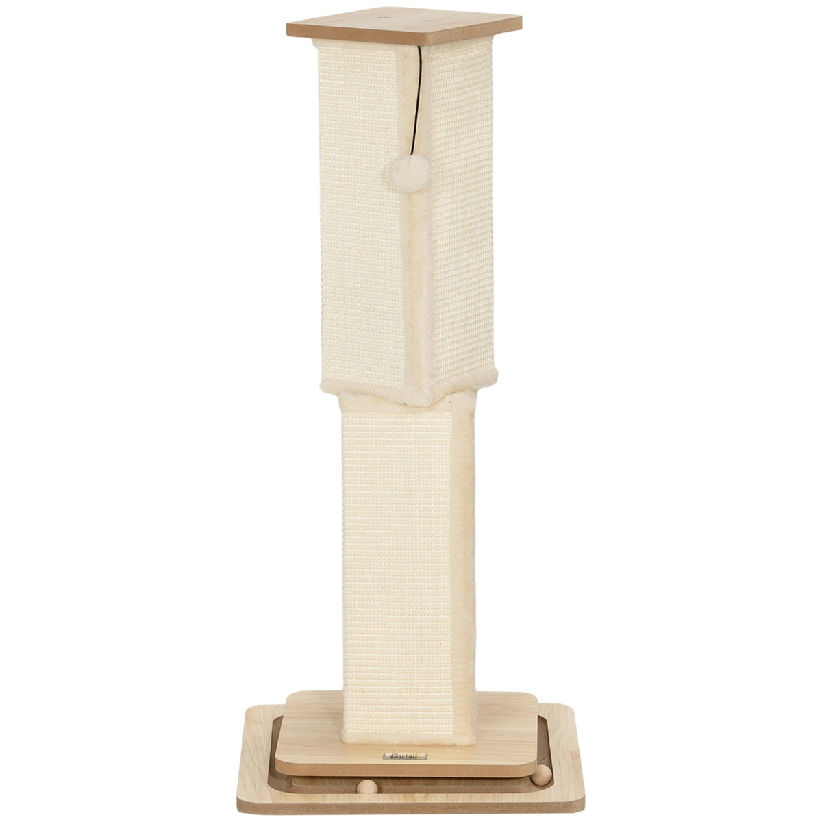 3-in-1 scratching post, 87cm scratching post, sisal cat scratching post with play ball, scratching post for cats, cat scratching furniture, indoor, oak