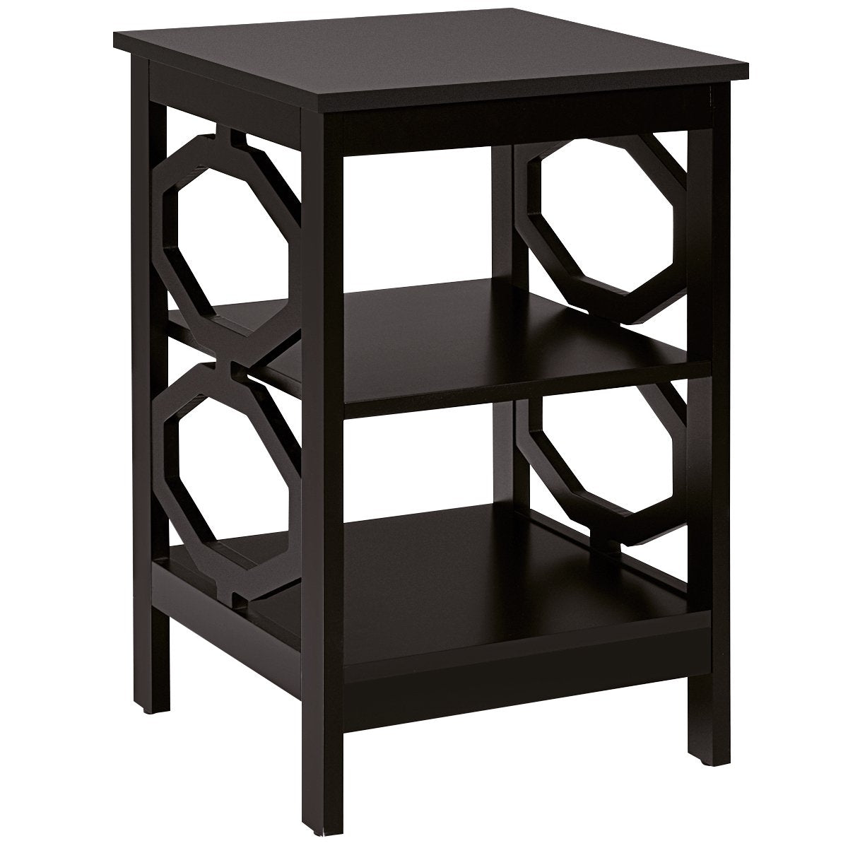 3 level bedside table OO-shaped side table with stable structure 40 x 40 x 61 cm brown
