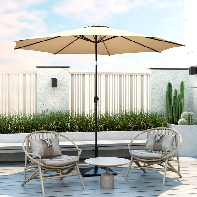 3m Patio Umbrella, 8-Rib Tilt Crank, Vented Top, Beige