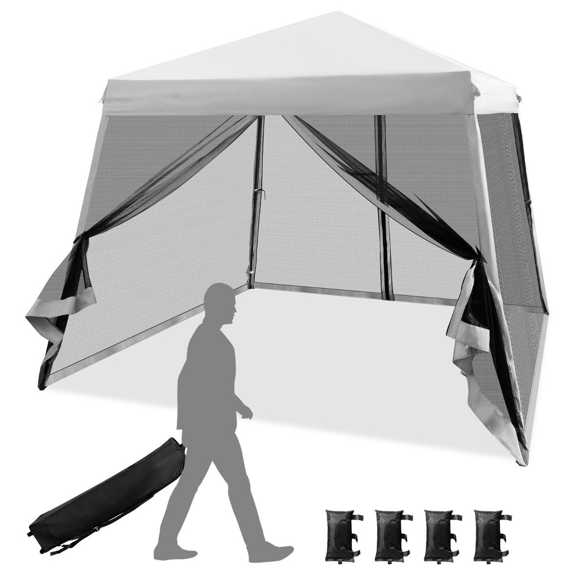3m x 3m Large Canopy Tent Party Tent with Slanted Legs Grey
