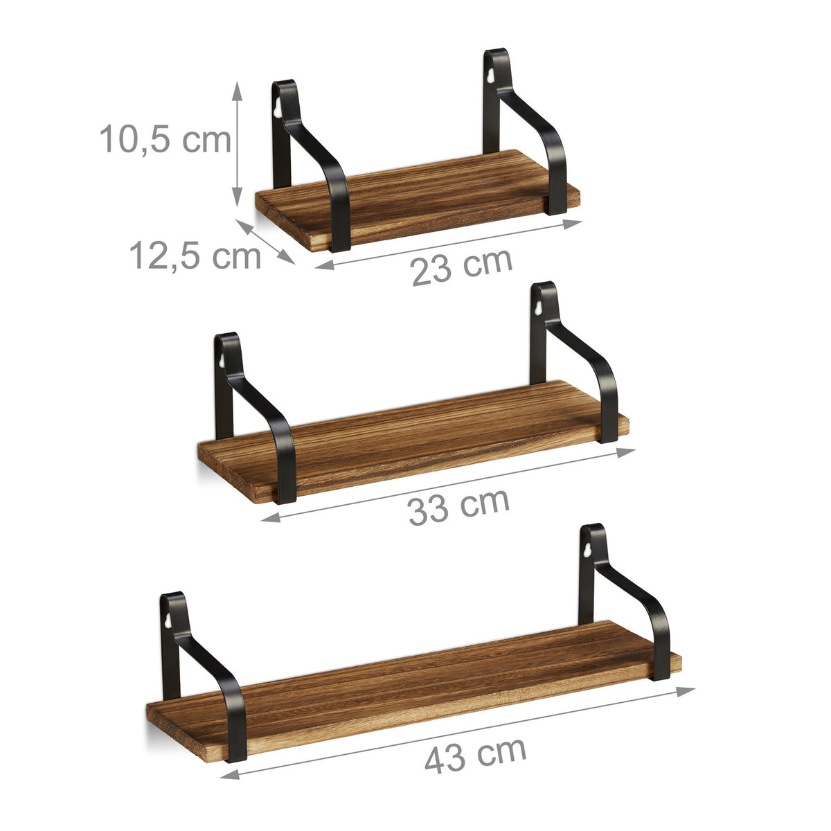 3 pcs. Floating wooden shelves