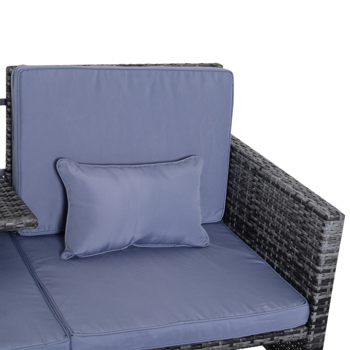 3 pcs. Garden sofa garden furniture lounge garden set seating group rat furniture gray polyrattan + metal 2-seater sofa 2 x stool cushions