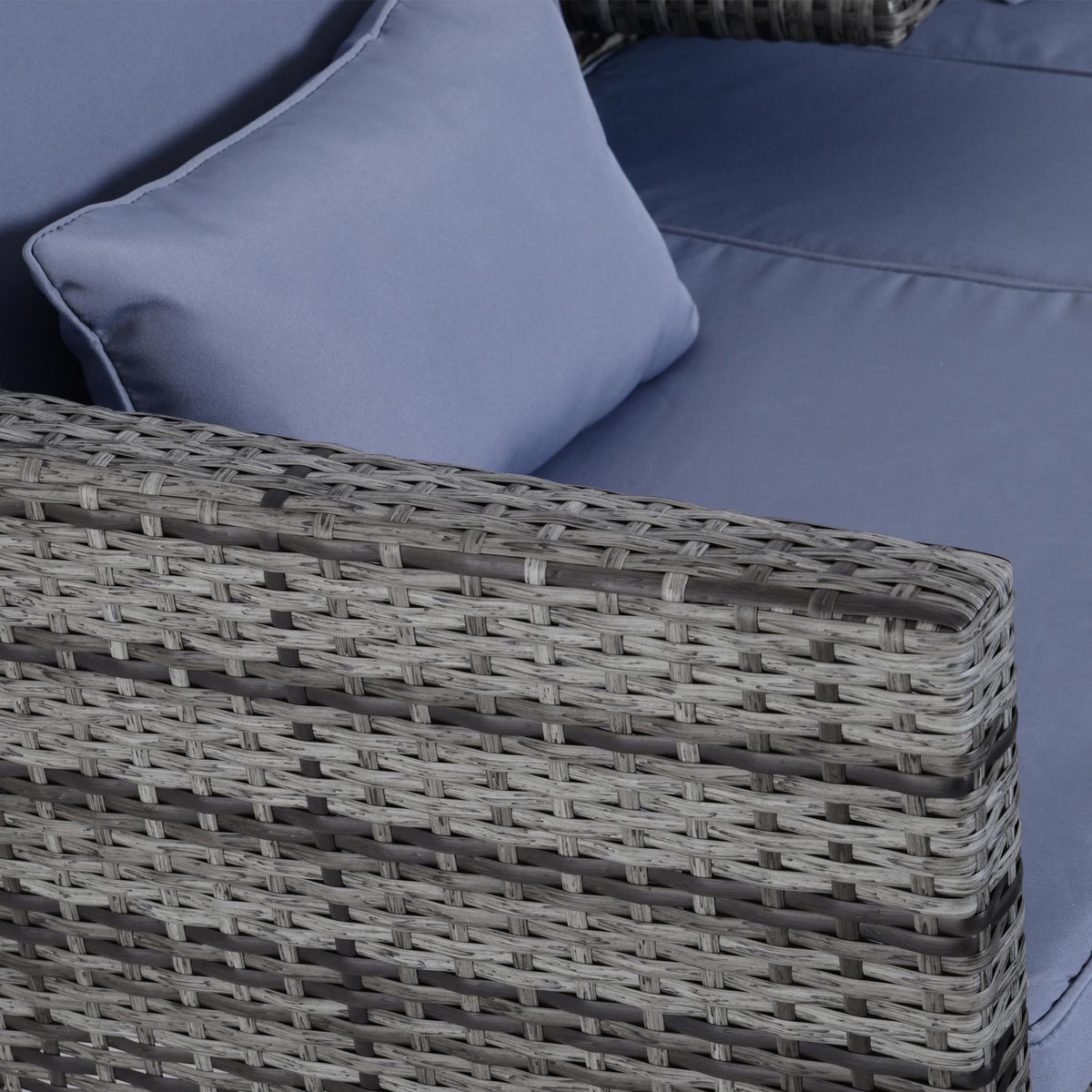 3 pcs. Garden sofa garden furniture lounge garden set seating group rat furniture gray polyrattan + metal 2-seater sofa 2 x stool cushions
