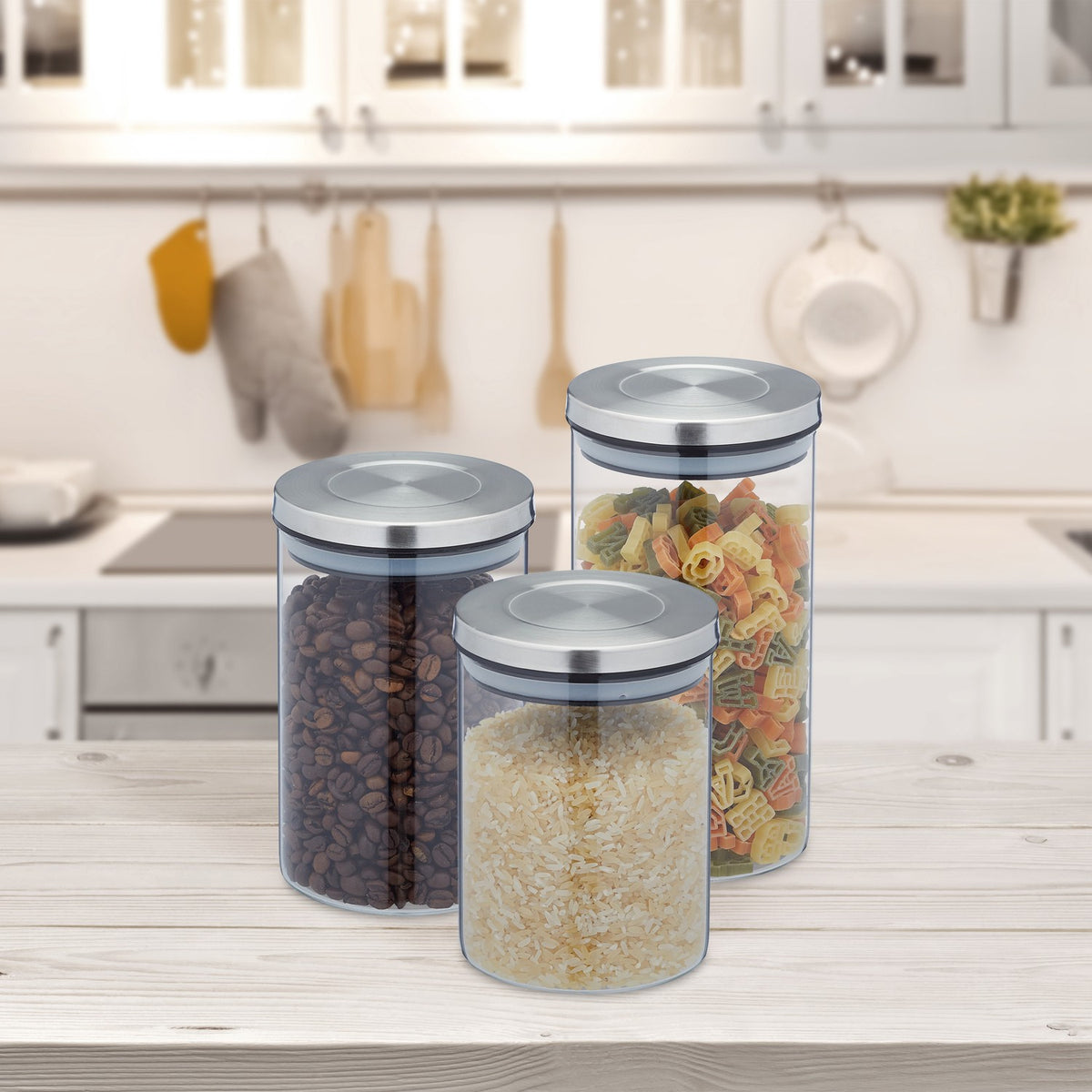 3 pcs. Storage jars in different sizes