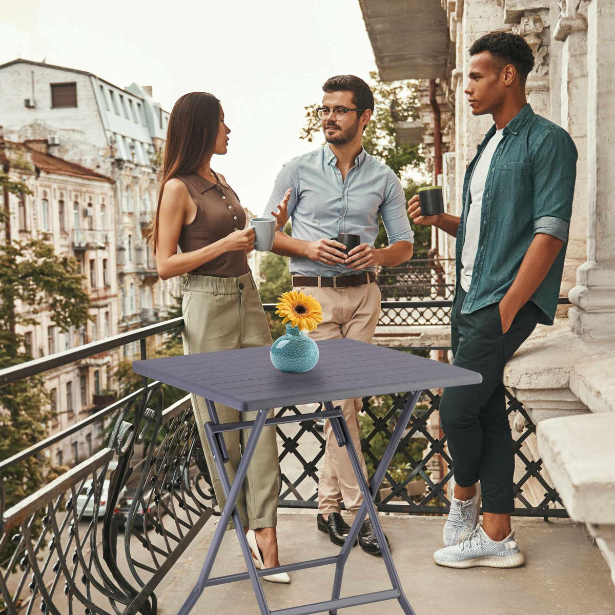 3-piece balcony furniture set in wooden look