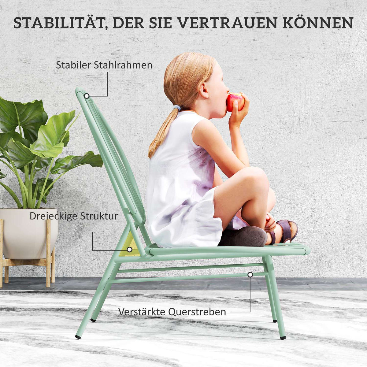 3-piece bistro set made of steel, weatherproof garden furniture set with bistro table, ergonomic shell-shaped garden chairs, outdoor balcony furniture set, seating group, balcony set, garden set, green