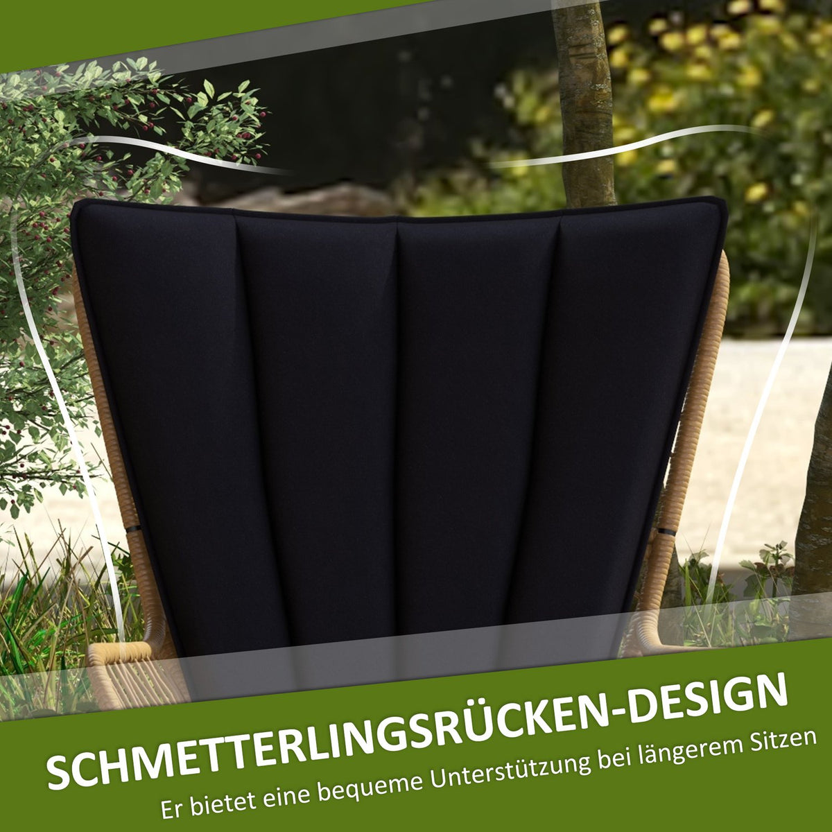 3-piece rattan seating group garden furniture set with 2 chairs & side table tempered glass top and cushions