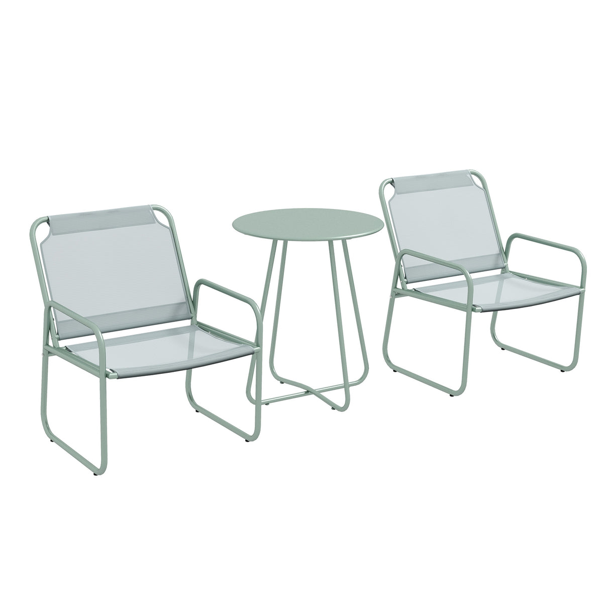 3 pieces Bistro set, balcony furniture set including 1 table, 2 chairs, garden furniture set, garden furniture set for garden, terrace, mesh, green