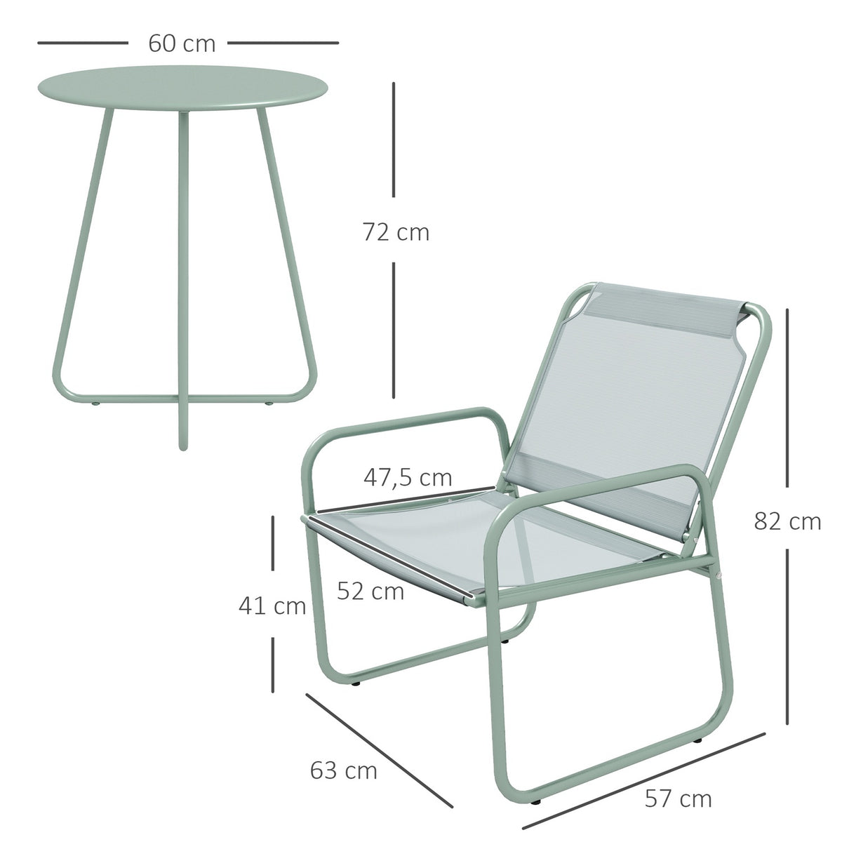 3 pieces Bistro set, balcony furniture set including 1 table, 2 chairs, garden furniture set, garden furniture set for garden, terrace, mesh, green