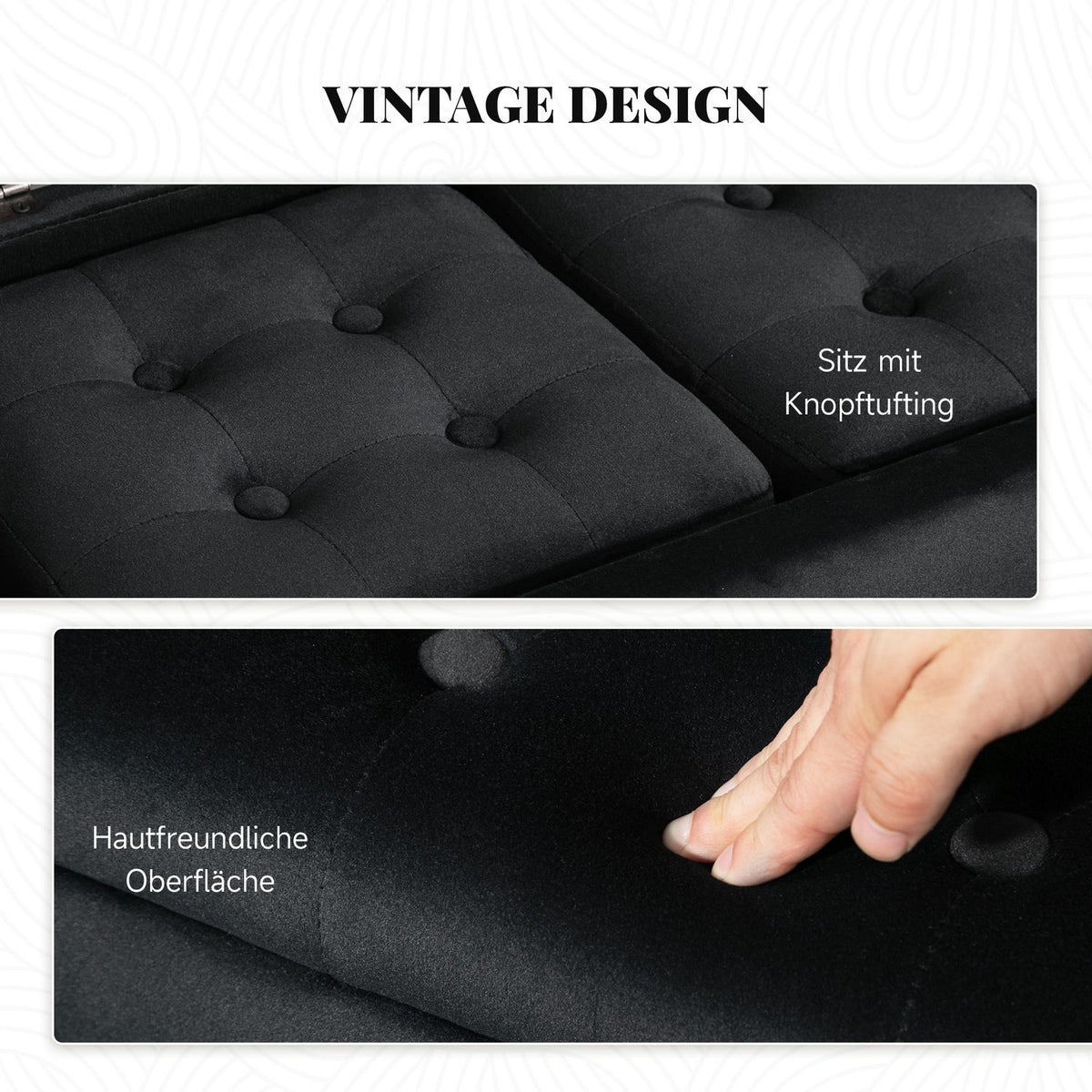 3-piece set with storage space, 2 x stools, upholstered seat chest, footstool, storage box, footrest, load capacity up to 130 kg, microfibre, foam, 75 x 40 x 42 cm, dark grey
