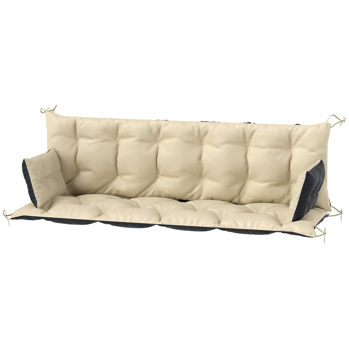 3 seater bench cushion 180x110x8 cm bench cushion with straps, seat cushion, outdoor/indoor chair cushion, seat cushion, seat cushion, bench cushion for garden furniture, porch swing, beige + black