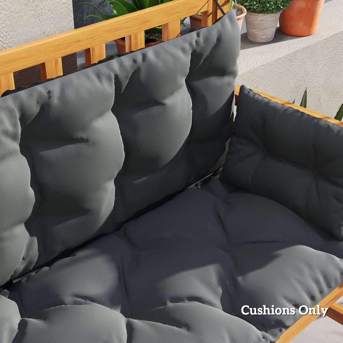 3 seater bench cushion 180x110x8 cm bench cushion with ties, seat cushion, outdoor/indoor chair cushion, seat cushion, seat cushion, bench cushion for garden furniture, porch swing, dark gray + black