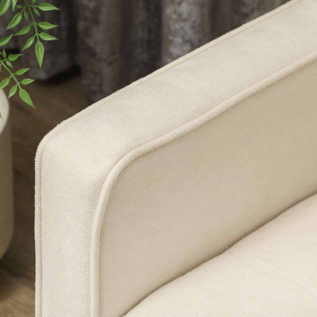 3 seater sofa, couch with storage space, wooden legs, upholstered sofa with velvet look for living room, bedroom, 166.5 x 62 x 82 cm, cream white