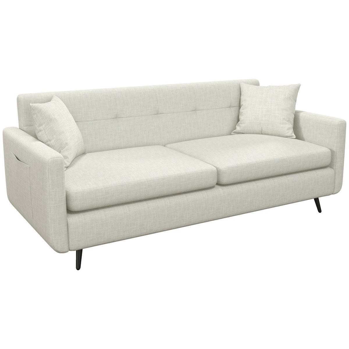 3-seater sofa, three-seater couch with armrests, decorative cushions, upholstered sofa with side pocket, for living room, bedroom, 165 x 73 x 72 cm