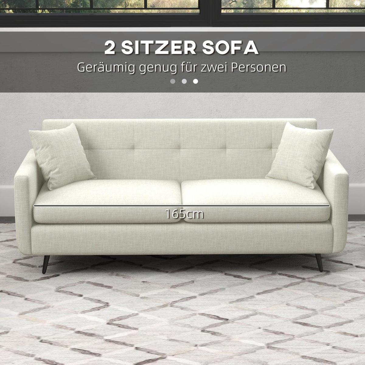 3-seater sofa, three-seater couch with armrests, decorative cushions, upholstered sofa with side pocket, for living room, bedroom, 165 x 73 x 72 cm