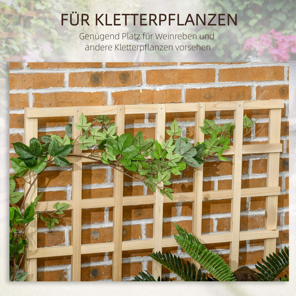 3-tier raised bed with trellis, wooden planter box, 95 x 95 x 110 cm, ideal for vegetables, flowers and herbs in the garden