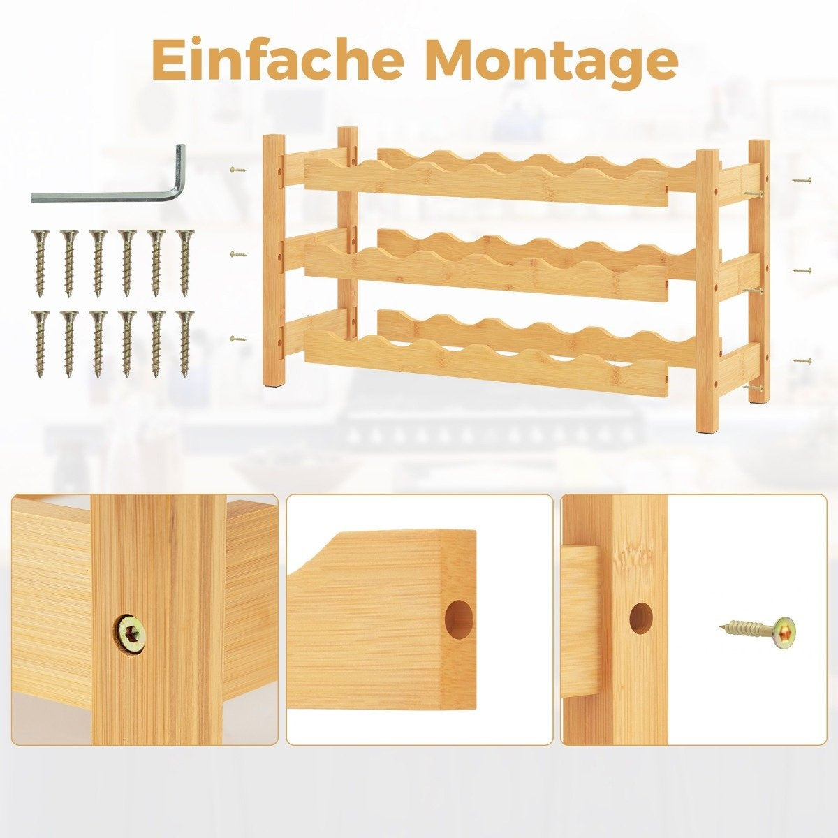 3 tier wine rack bamboo wine stand for 18 bottles 62 x 24 x 38 cm natural