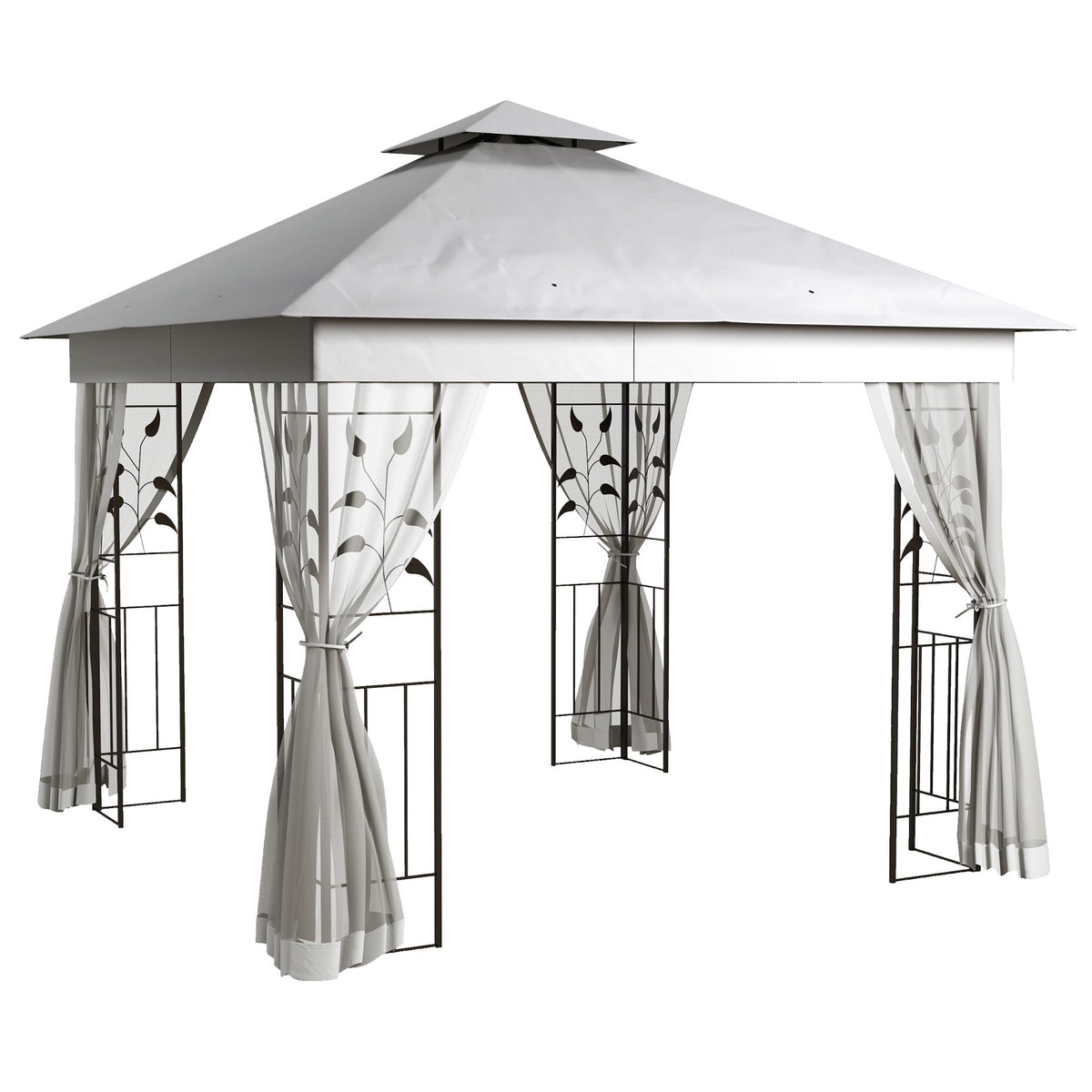 3x3 Pavilion with Double Roof, Water-Resistant Polyester