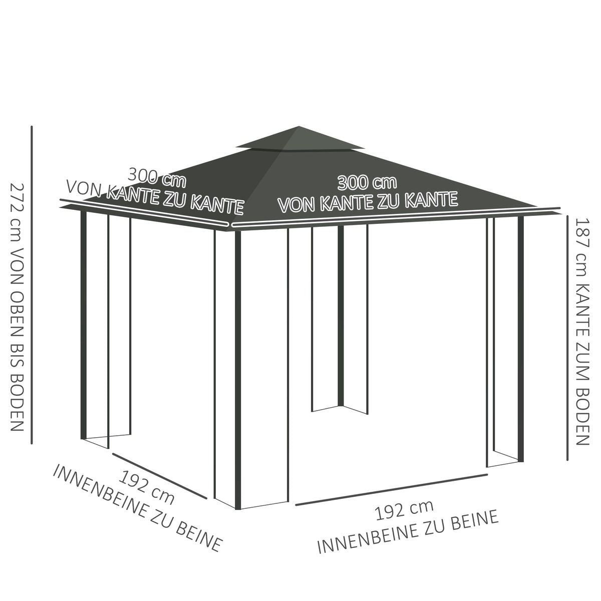 3x3 Pavilion with Double Roof, Water-Resistant Polyester