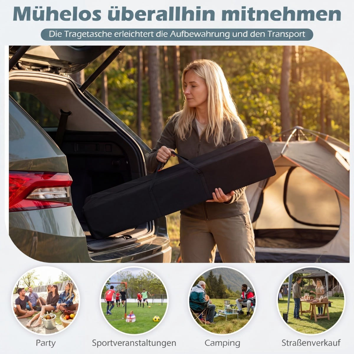 3x3m Adjustable Height Waterproof Gazebo for Camping