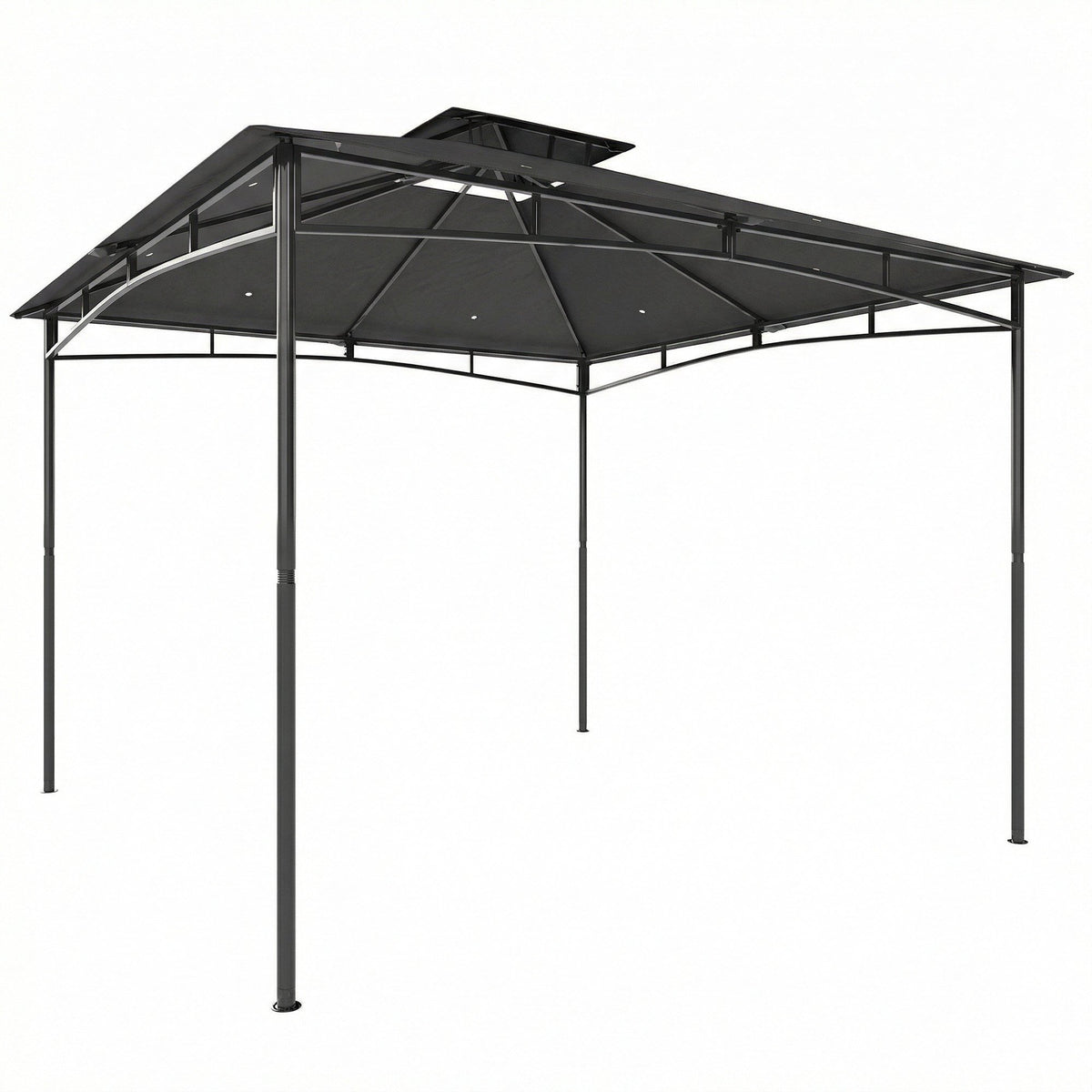 3x3m Garden Pavilion, Water-Resistant, Double Roof, Dark Grey
