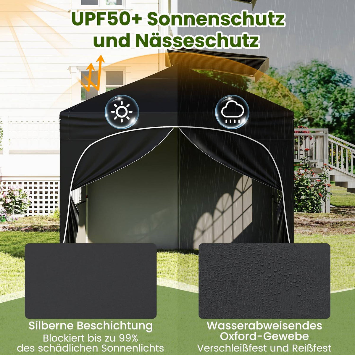3x3 m Pop-Up Gazebo with 4 Removable Walls, Black
