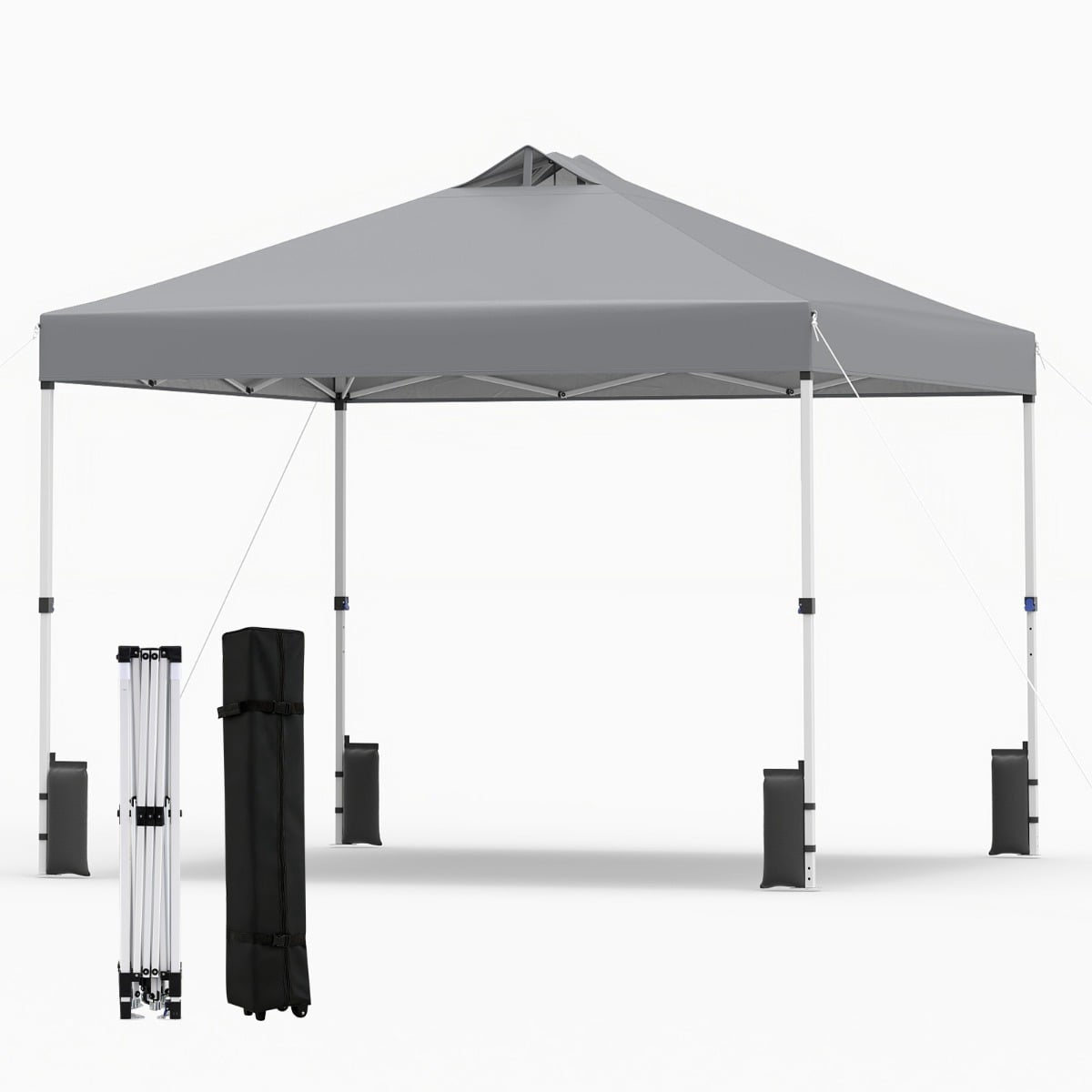 3 x 3 m Pop-Up Pavilion with Sandbags & Stakes, Gray