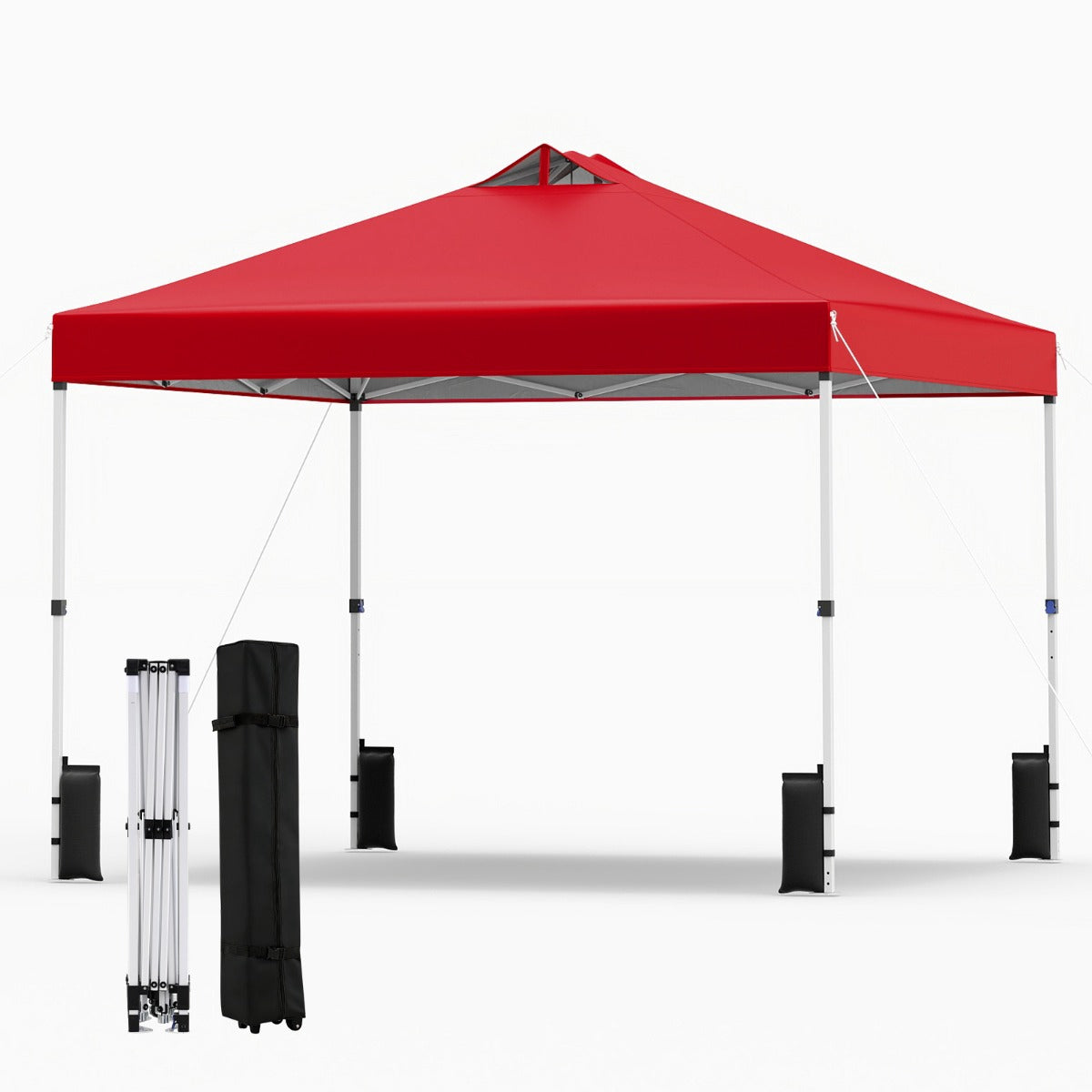 3 x 3 m Red Pop-Up Pavilion with Sandbags & Stakes